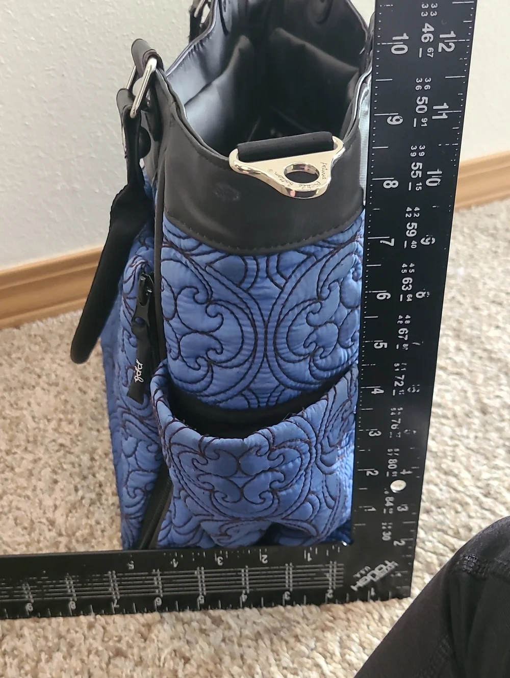Petunia Pickle Bottom Royal Blue Quilted Tote with Black Trim